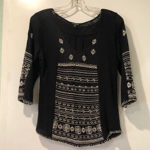 Lucky brand peasant tops, one black and one blue. Both smalls